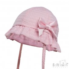 H82-P: Pink Checked Hat (0-24 Months)